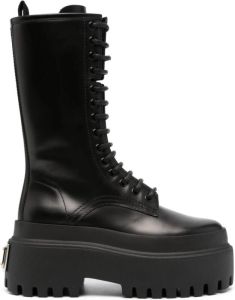 Dolce & Gabbana platform leather combat boots Black