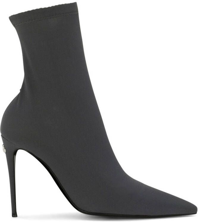 Dolce & Gabbana KIM DOLCE&GABBANA pointed-toe 105mm sock boots Grey