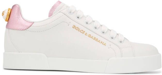 Dolce & Gabbana Portofino logo-tag leather sneakers White