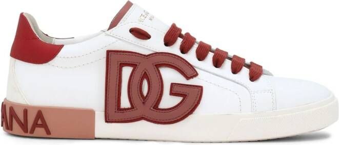Dolce & Gabbana Portofino logo-appliqué leather sneakers White