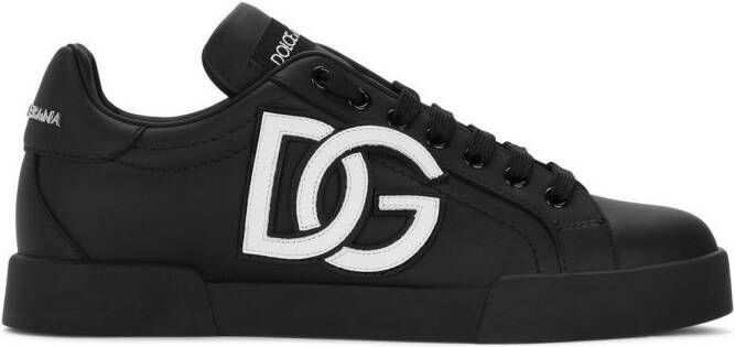 Dolce & Gabbana Portofino logo-tag leather sneakers Black
