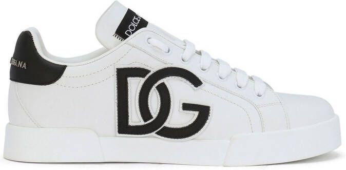 Dolce & Gabbana Portofino logo-tag leather sneakers White