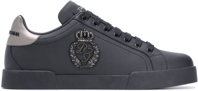 Dolce & Gabbana Portofino crown-patch leather sneakers Black