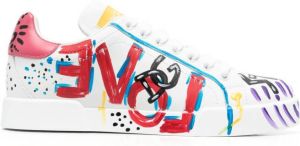 Dolce & Gabbana Portofino painted lace-up sneakers White