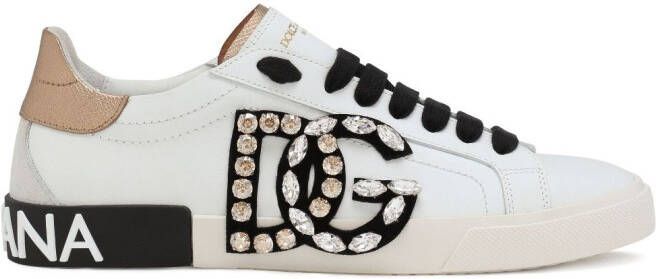 Dolce & Gabbana Portofino rhinestone-embellished sneakers White