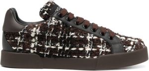 Dolce & Gabbana Portofino tweed low-top sneakers Brown