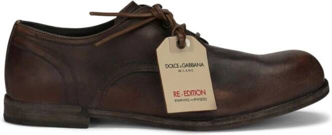 Dolce & Gabbana logo-tag leather derby shoes Brown