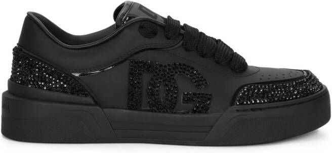 Dolce & Gabbana rhinestone-embellished leather sneakers Black