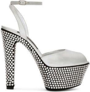 Dolce & Gabbana rhinestone-embellished platform sandals Silver