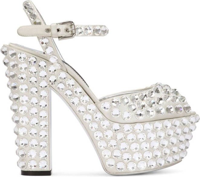 Dolce & Gabbana rhinestone-embellished platform sandals White