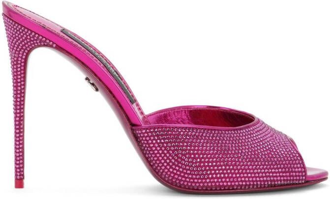 Dolce & Gabbana rhinestone-embellished satin mules Pink