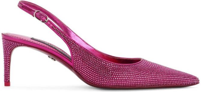 Dolce & Gabbana rhinestone-embellished slingback pumps Pink