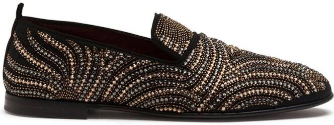 Dolce & Gabbana embroidered canvas slippers Black