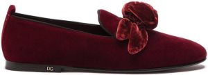 Dolce & Gabbana rose-appliqué velvet-effect slippers Red