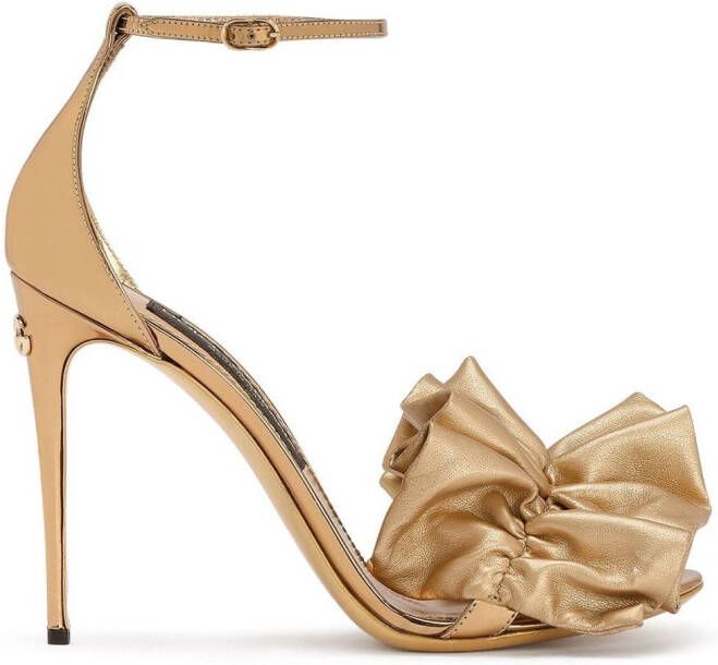 Dolce & Gabbana ruched-detail metallic sandals Neutrals