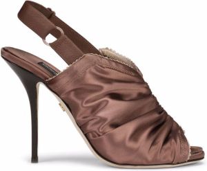 Dolce & Gabbana ruched satin slingback sandals Brown