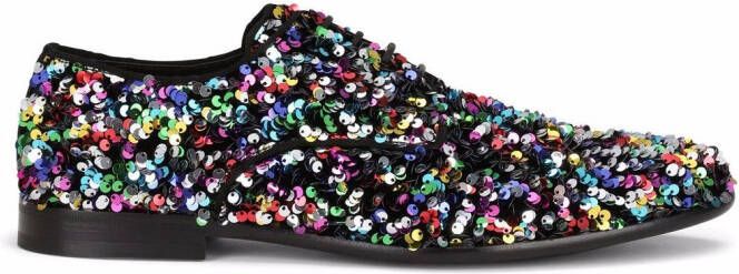 Dolce & Gabbana sequin-embellished lace-up shoes Black