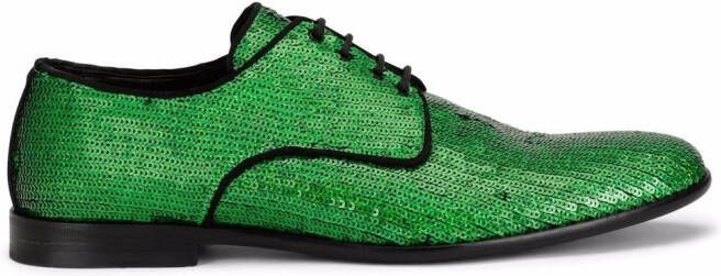 Dolce & Gabbana sequin-embellished Derby shoes Green