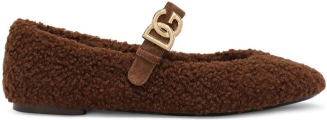 Dolce & Gabbana shearling ballerina shoes Brown