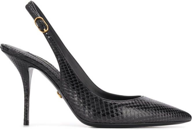 Dolce & Gabbana tiger-print leather slingback pumps Black