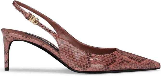 Dolce & Gabbana snakeskin-effect slingback pumps Pink
