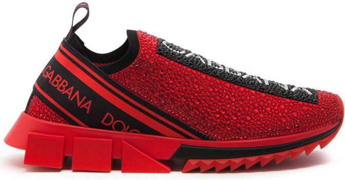 Dolce & Gabbana Sorrento rhinestone-embellished sneakers Red