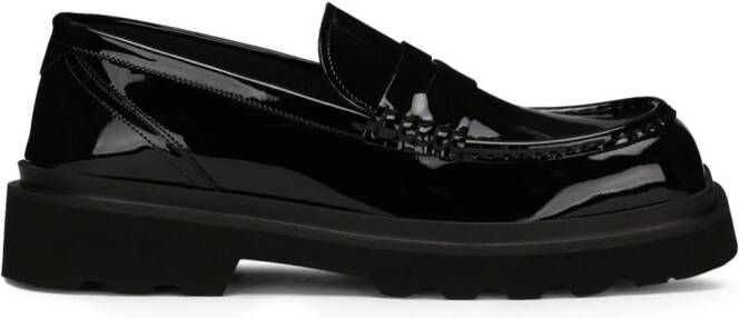 Dolce & Gabbana square-toe patent-leather loafers Black