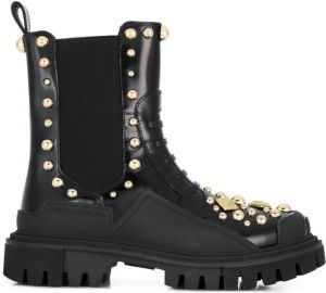 Dolce & Gabbana studded embroidery combat boots Black