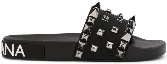 Dolce & Gabbana studded flat slides Black