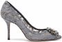 Dolce & Gabbana Taormina-lace crystal-embellished pumps Grey - Thumbnail 1