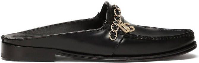 Dolce & Gabbana Visconti leather slippers Black