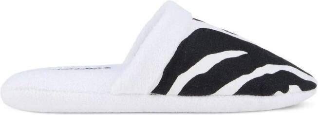 Dolce & Gabbana zebra-print terry slippers White