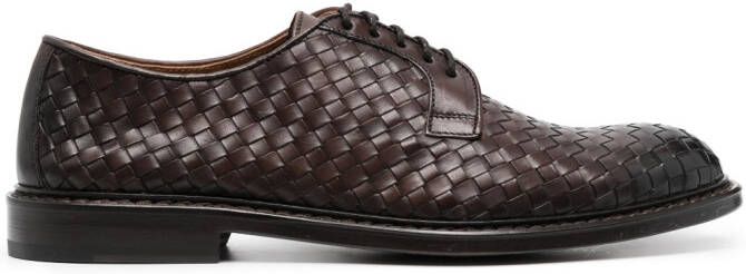 Doucal's almond-toe leather derby shoes Brown