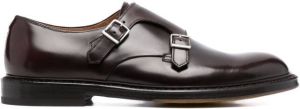 Doucal's almond-toe leather monk shoes Brown