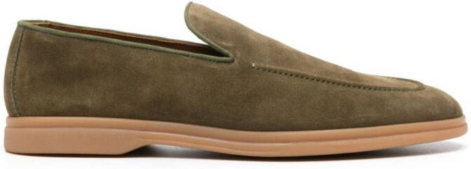 Doucal's almond-toe suede loafers Green