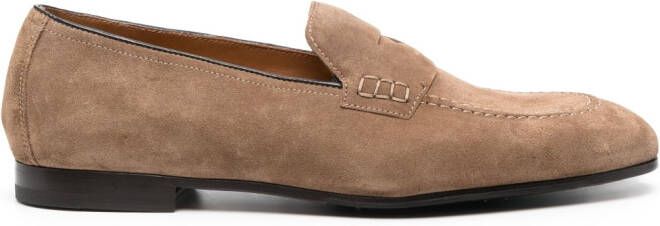Doucal's almond-toe suede loafers Neutrals