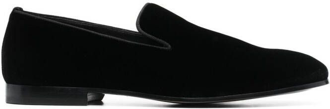 Doucal's almond-toe velvet loafers Black