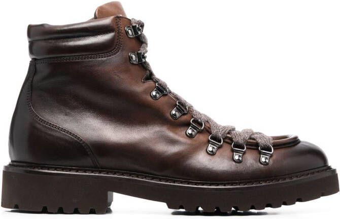 Doucal's ankle lace-up fastening boots Brown