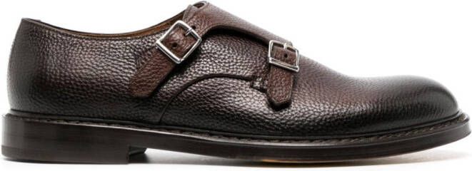 Doucal's buckle-strap leather monk shoes Brown