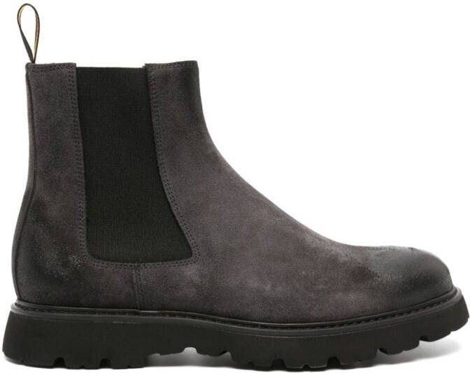 Doucal's burnished-finish suede ankle boots Grey