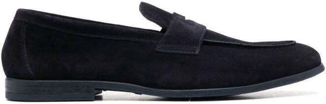 Doucal's calf-suede penny-slot loafers Blue