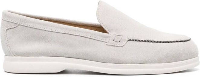 Doucal's chain-link detailed suede loafers Grey