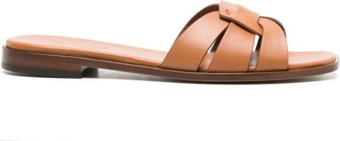 Doucal's cut-out leather slides Brown