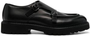 Doucal's double-buckle leather monk shoes Black