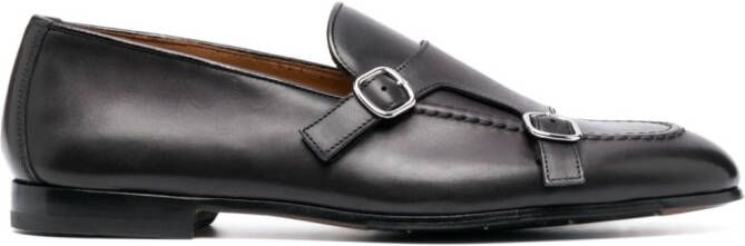 Doucal's double-buckle leather monk shoes Grey