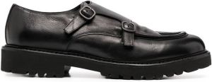 Doucal's double buckle monk shoes Black