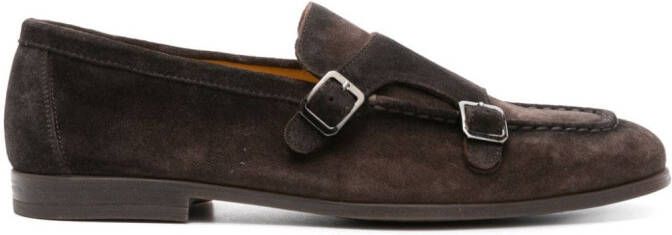 Doucal's double-buckle suede loafers Brown