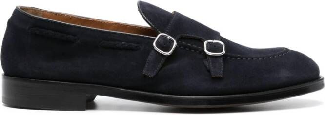 Doucal's double-buckle suede shoes Blue