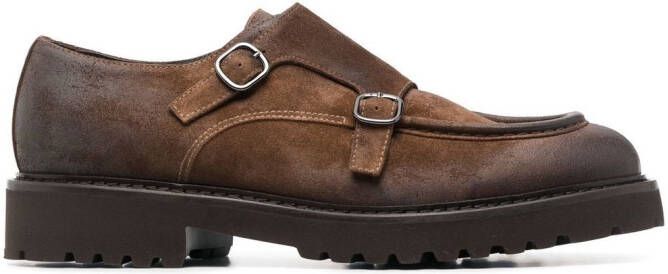 Doucal's double-buckle suede shoes Brown