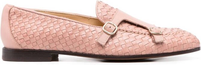 Doucal's double-buckle woven loafers Pink
